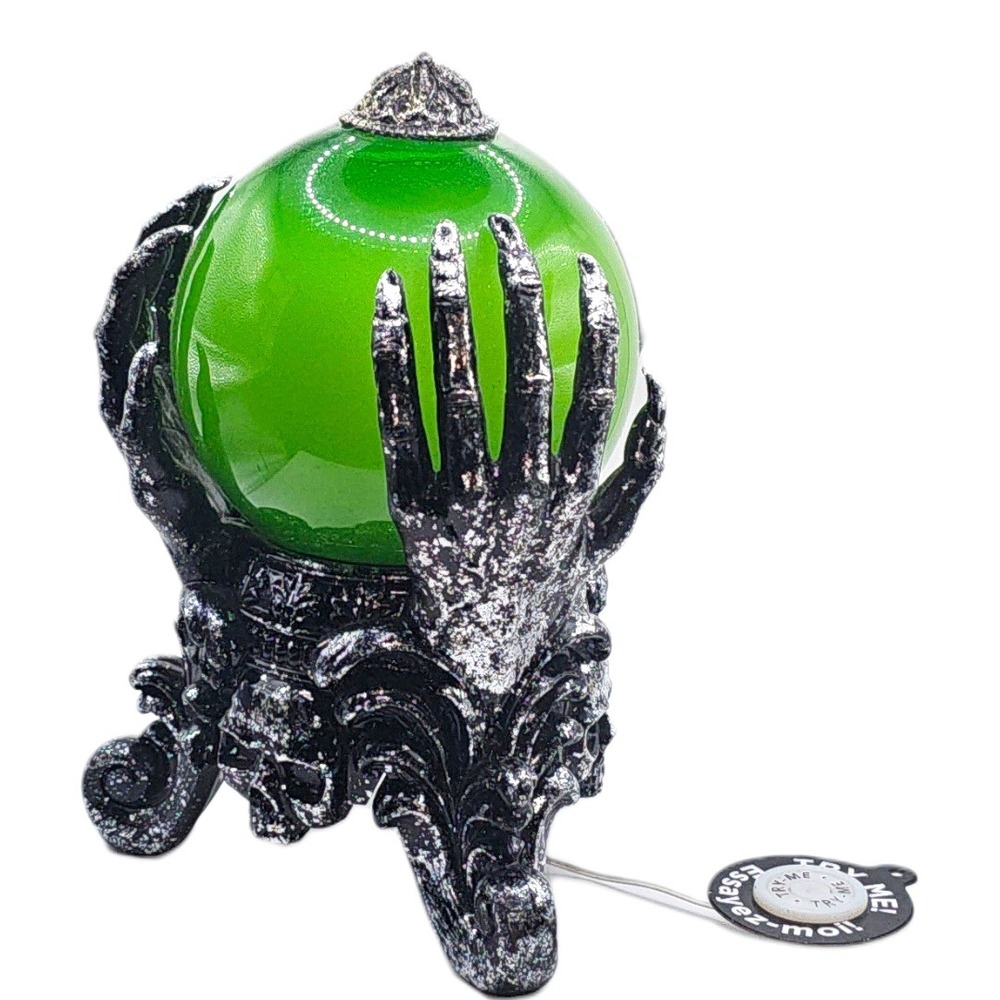 Martha Stewart Animated Green Crystal Ball on Skull Stand Motion Sound Decor EUC - Picture 3 of 8